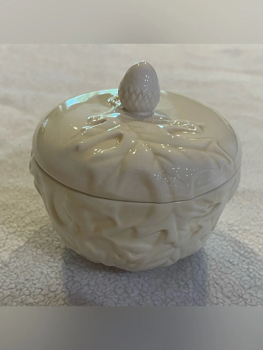 Hallmark Ceramic Acorn Lidded Candle Holder Fall Cottagecore Decor